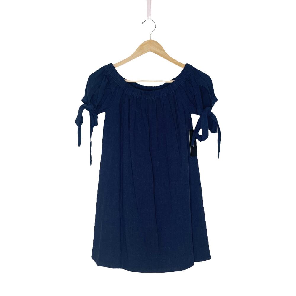 NWT Navy Blue Lulu's Shift Dress with Tie Sleeves Size Small